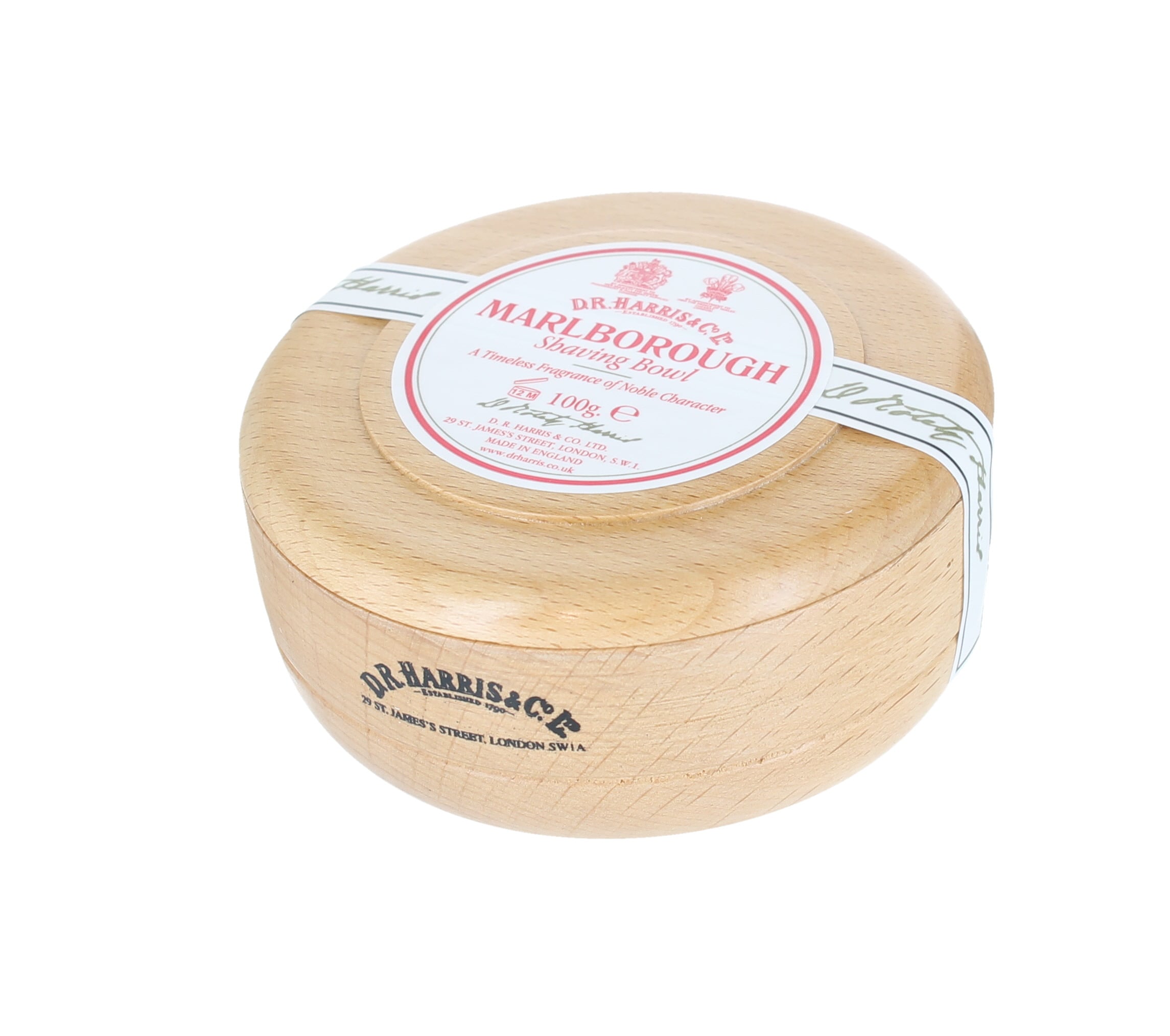 D.R. Harris Marlborough Shaving Soap Bowl, Beechwood